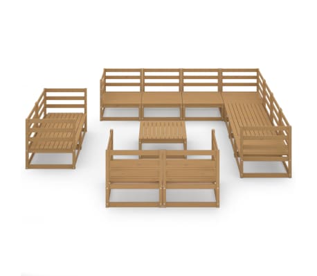 vidaXL Sodo poilsio baldų komplektas, 12 dalių, medaus rudas, pu&scaron;is