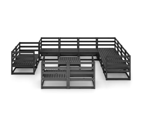 vidaXL Sodo poilsio komplektas, 12 dalių, juodas, pu&scaron;ies masyvas