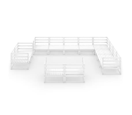 vidaXL Sodo poilsio komplektas, 12 dalių, baltas, pu&scaron;ies masyvas