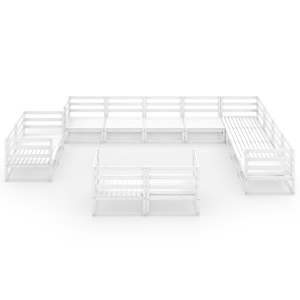 vidaXL Sodo poilsio komplektas, 12 dalių, baltas, pu&scaron;ies masyvas