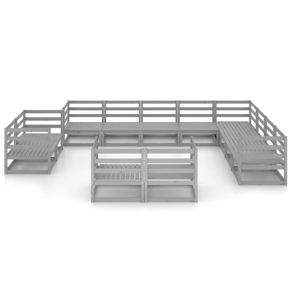 vidaXL 12-delige Loungeset massief grenenhout grijs afbeelding
