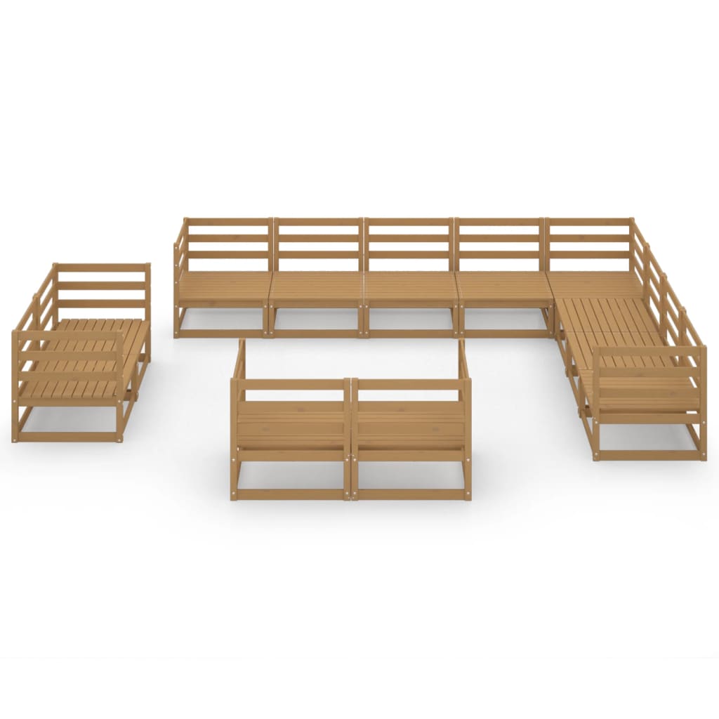

vidaXL 12-delige Loungeset massief grenenhout honingbruin