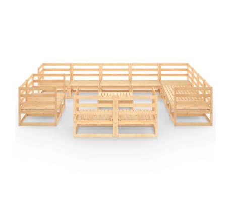 vidaXL Set mobilier de grădină, 13 piese, lemn masiv de pin