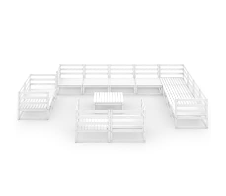 vidaXL Sodo poilsio komplektas, 13 dalių, baltas, pu&scaron;ies masyvas