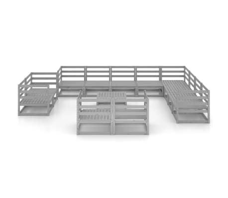 vidaXL Sodo poilsio baldų komplektas, 13 dalių, pilkas, pu&scaron;ies masyvas