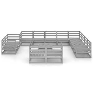 vidaXL Sodo poilsio baldų komplektas, 13 dalių, pilkas, pu&scaron;ies masyvas