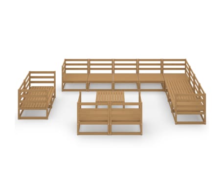 vidaXL Sodo poilsio baldų komplektas, 13 dalių, medaus rudas, pu&scaron;is