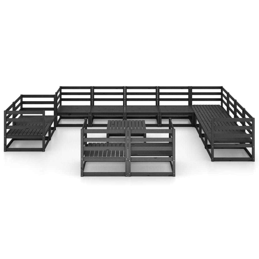 

vidaXL 13-delige Loungeset massief grenenhout zwart