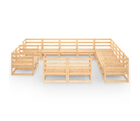 vidaXL Set mobilier de grădină, 13 piese, lemn masiv de pin