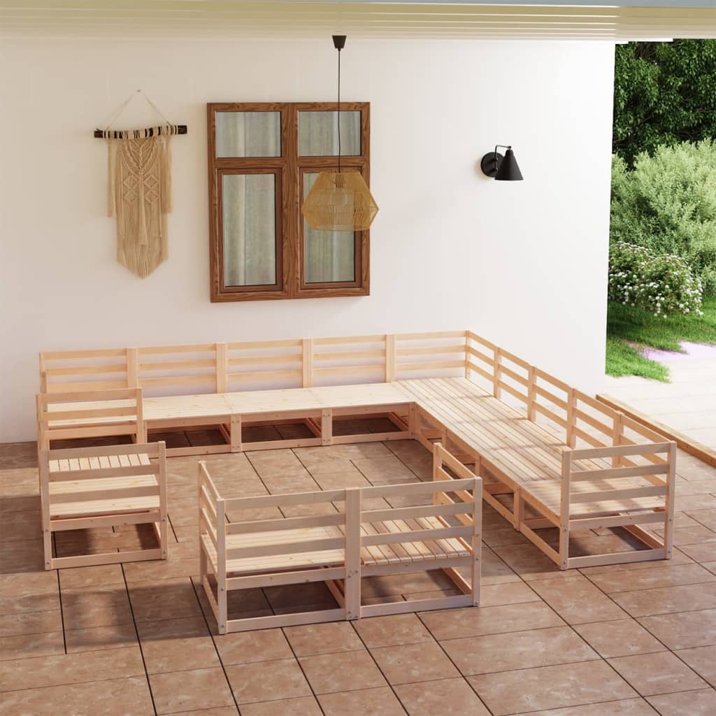 vidaXL 13-tlg. Garten-Lounge-Set Massivholz Kiefer