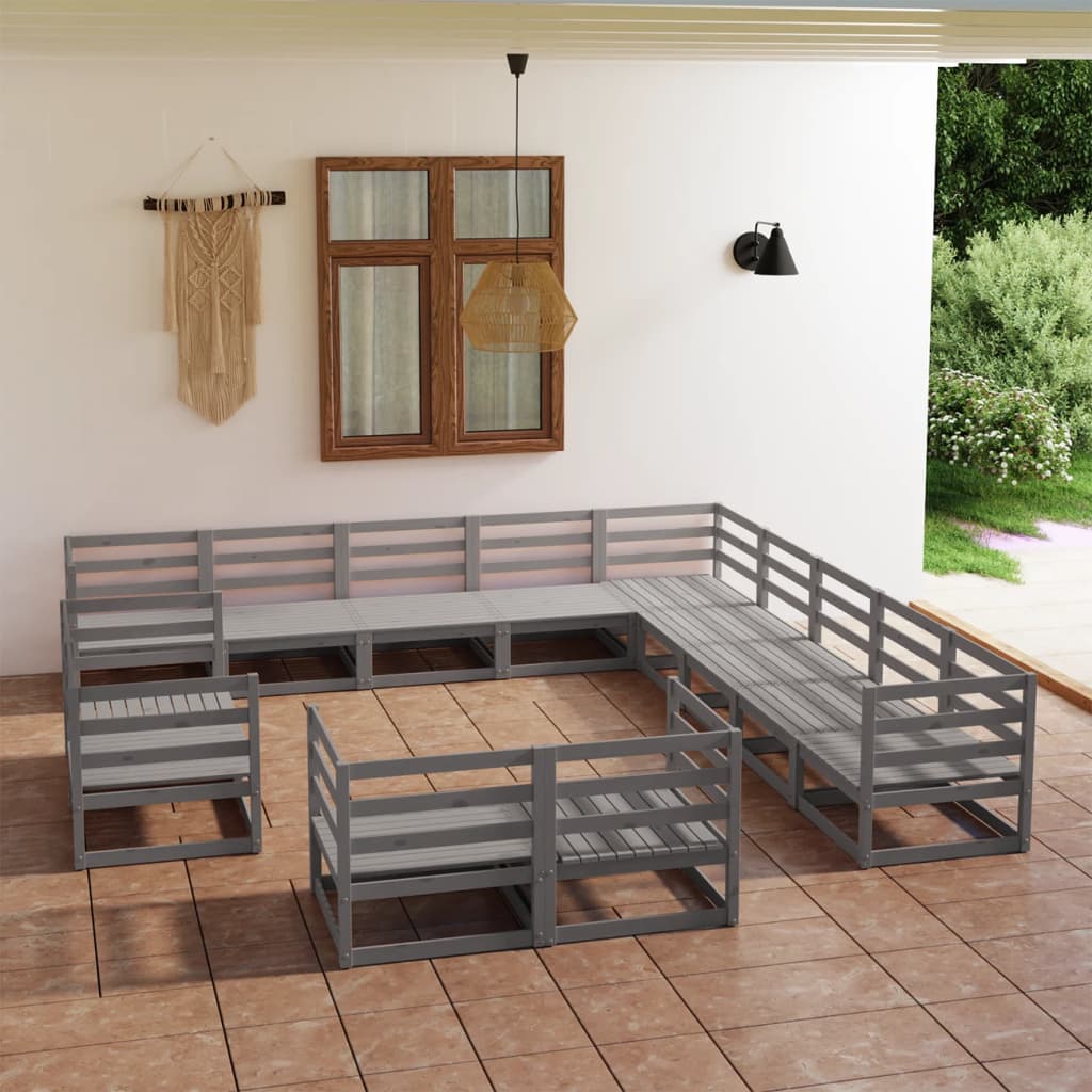 vidaXL 13-tlg. Garten-Lounge-Set Massivholz Kiefer