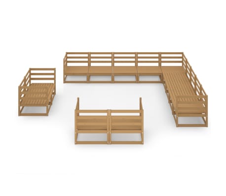 vidaXL Sodo poilsio baldų komplektas, 13 dalių, pu&scaron;ies masyvas