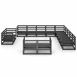 vidaXL Sodo poilsio baldų komplektas, 13 dalių, pu&scaron;ies masyvas