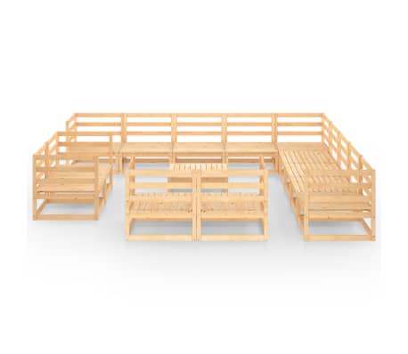 vidaXL Sodo poilsio baldų komplektas, 14 dalių, pu&scaron;ies masyvas