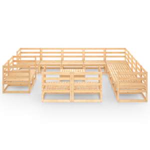 vidaXL Sodo poilsio baldų komplektas, 14 dalių, pu&scaron;ies masyvas