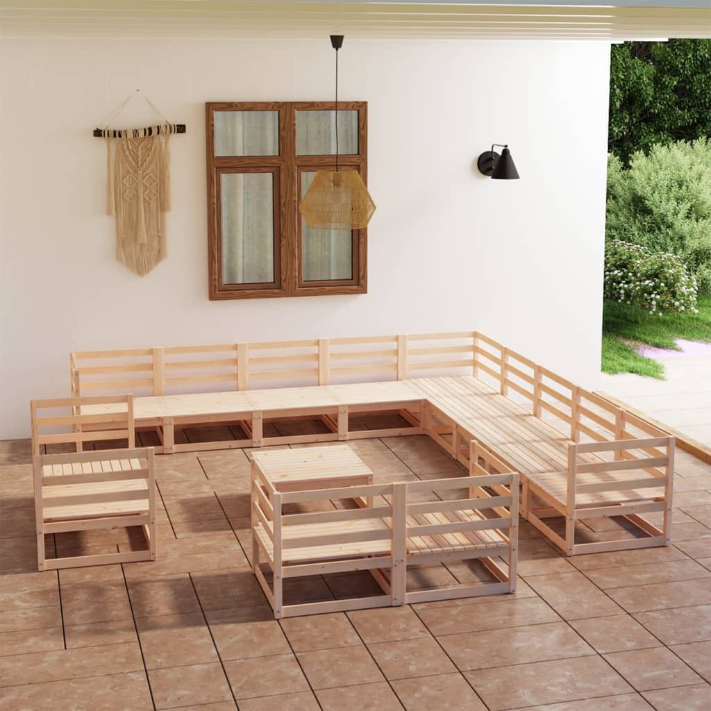 vidaXL 14-tlg. Garten-Lounge-Set Massivholz Kiefer