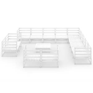 vidaXL Sodo poilsio baldų komplektas, 14 dalių, pu&scaron;ies masyvas