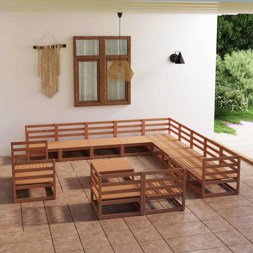 vidaXL 14-tlg. Garten-Lounge-Set Massivholz Kiefer