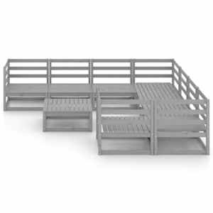 vidaXL Sodo poilsio baldų komplektas, 9 dalių, pu&scaron;ies medienos masyvas