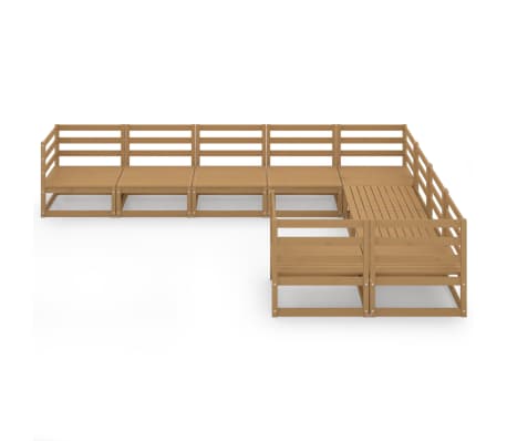vidaXL Salon de jardin 9 pcs bois de pin massif