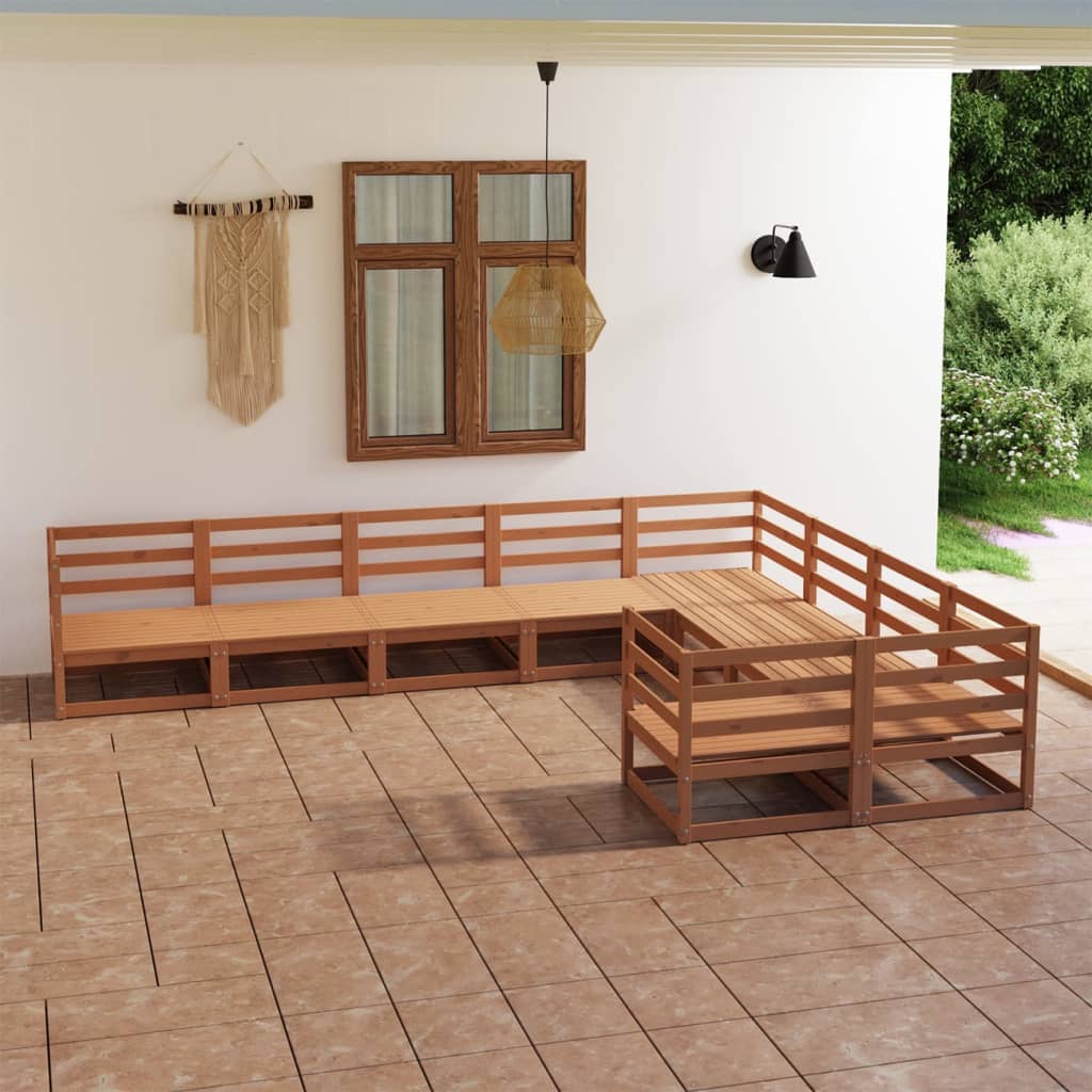 vidaXL 9-tlg. Garten-Lounge-Set Massivholz Kiefer