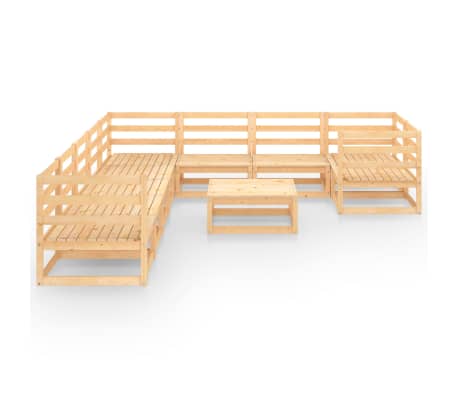 vidaXL Sodo poilsio baldų komplektas, 10 dalių, pu&scaron;ies masyvas