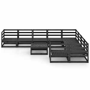 vidaXL Sodo poilsio baldų komplektas, 10 dalių, pu&scaron;ies masyvas