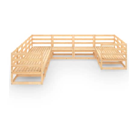 vidaXL Sodo poilsio baldų komplektas, 10 dalių, pu&scaron;ies masyvas