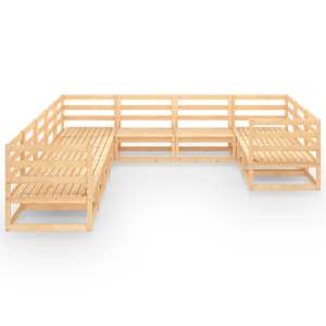 vidaXL Sodo poilsio baldų komplektas, 10 dalių, pu&scaron;ies masyvas