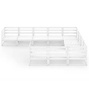 vidaXL Sodo poilsio baldų komplektas, 10 dalių, pu&scaron;ies masyvas