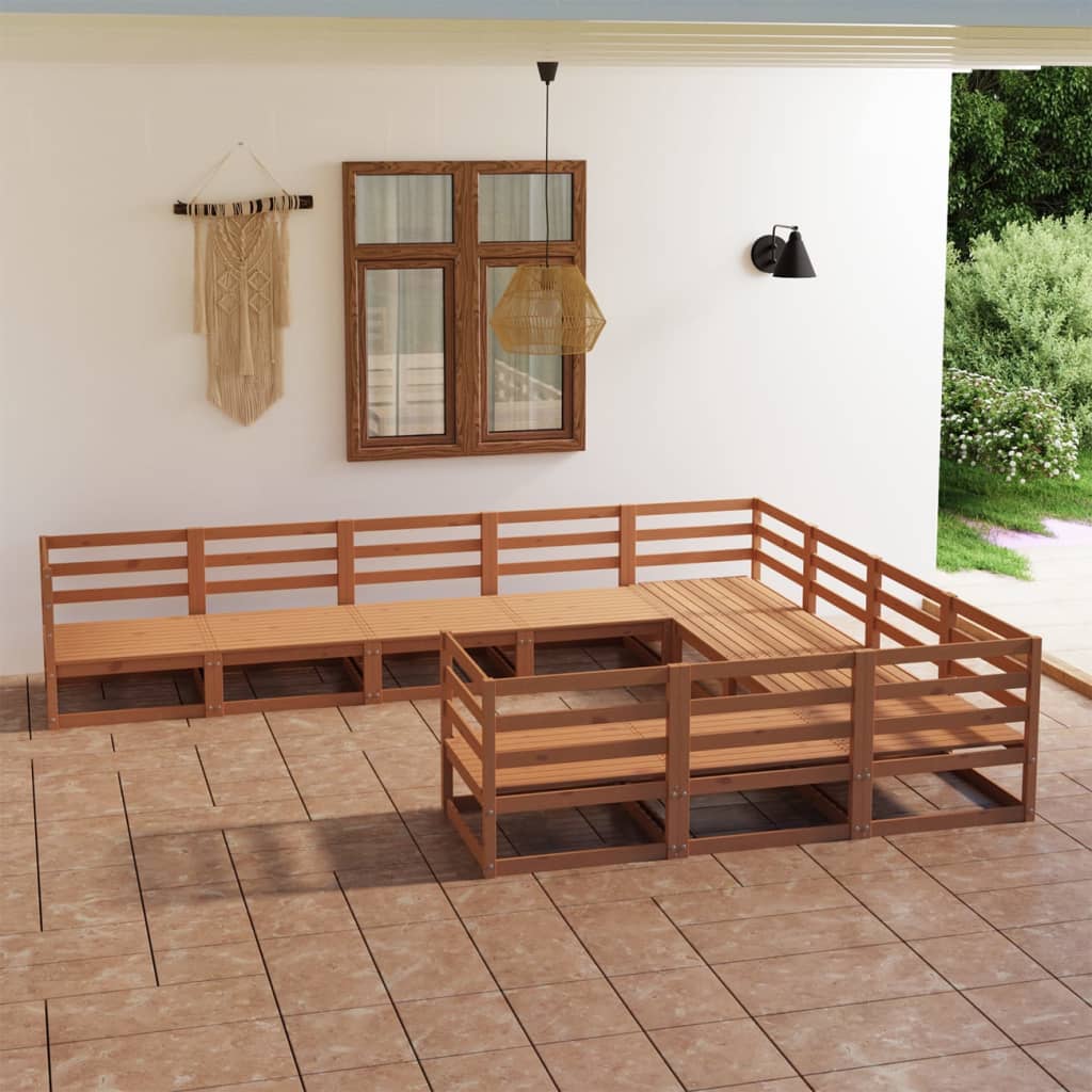 vidaXL Set mobilier relaxare de grădină, 10 piese, lemn masiv de pin