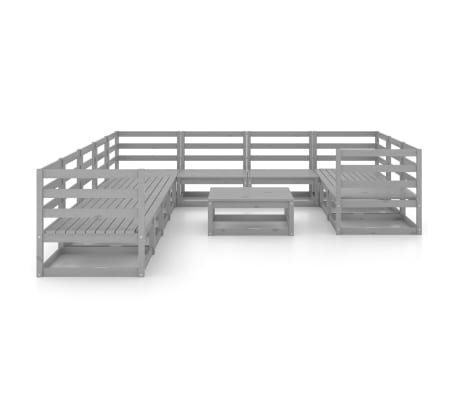 vidaXL Sodo poilsio baldų komplektas, 11 dalių, pu&scaron;ies masyvas