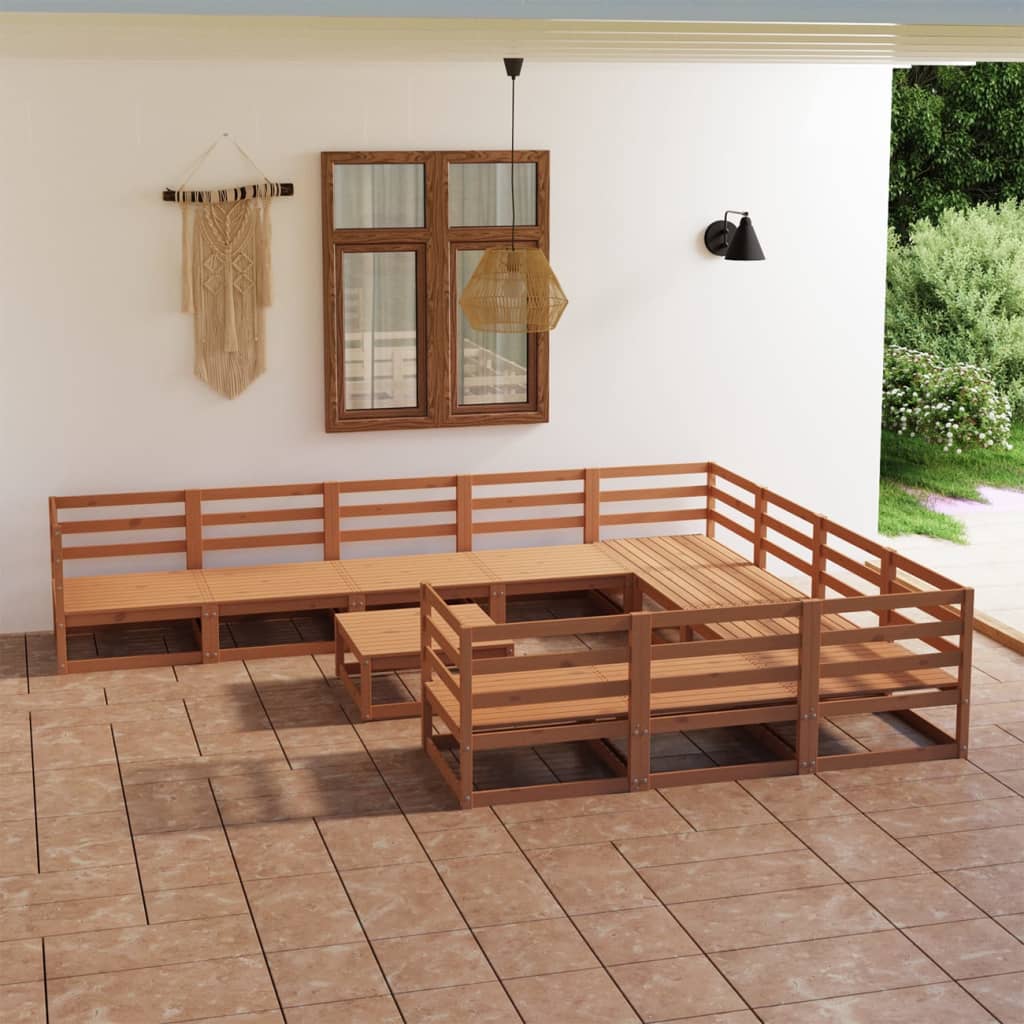 vidaXL 11-tlg. Garten-Lounge-Set Massivholz Kiefer