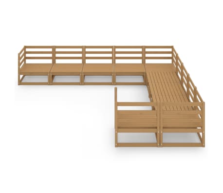 vidaXL Salon de jardin 10 pcs bois de pin massif