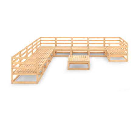 vidaXL 11-daļīgs dārza atpūtas mēbeļu komplekts, priedes masīvkoks