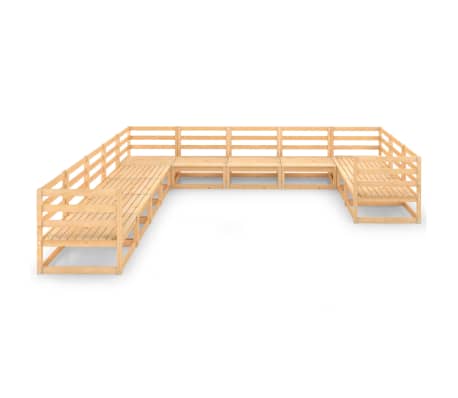 vidaXL Sodo poilsio baldų komplektas, 11 dalių, pu&scaron;ies masyvas