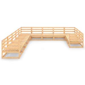 vidaXL Sodo poilsio baldų komplektas, 11 dalių, pu&scaron;ies masyvas