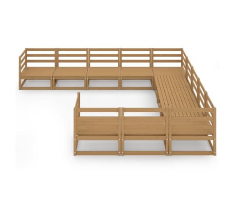 vidaXL Salon de jardin 11 pcs bois de pin massif