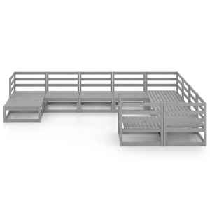 vidaXL Sodo poilsio baldų komplektas, 10 dalių, pu&scaron;ies masyvas