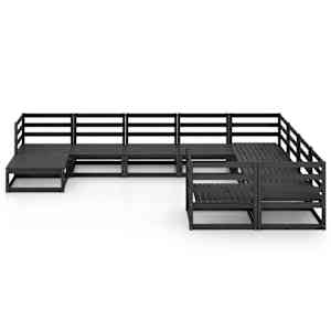 vidaXL Sodo poilsio baldų komplektas, 10 dalių, pu&scaron;ies masyvas