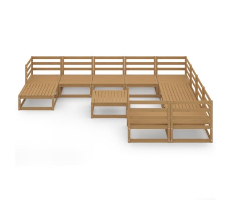 vidaXL Sodo poilsio baldų komplektas, 11 dalių, pu&scaron;ies masyvas