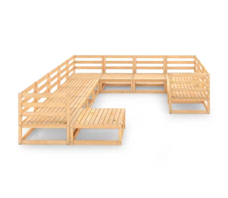 vidaXL Sodo poilsio baldų komplektas, 11 dalių, pu&scaron;ies masyvas