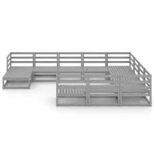 vidaXL Sodo poilsio baldų komplektas, 11 dalių, pu&scaron;ies masyvas