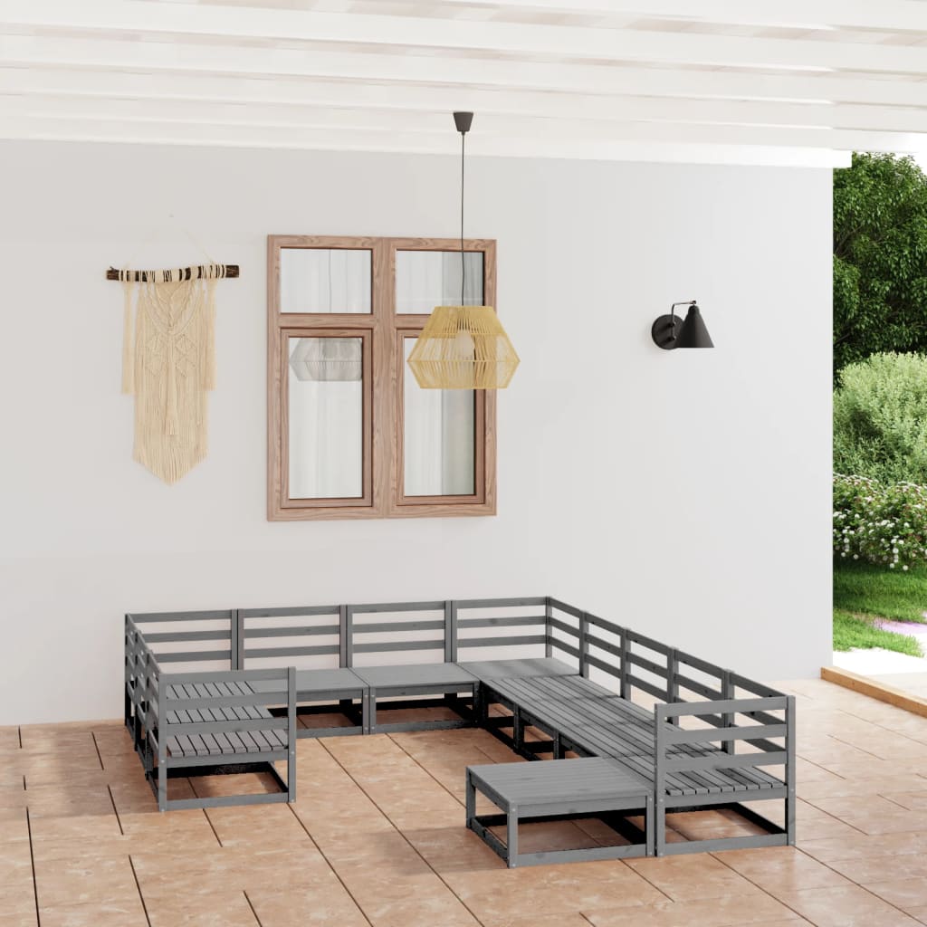 vidaXL Set mobilier de grădină, 11 piese, lemn masiv de pin vidaXL imagine model 2022