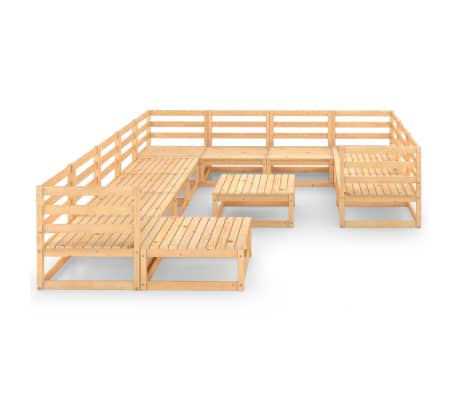 vidaXL Sodo poilsio baldų komplektas, 12 dalių, pu&scaron;ies masyvas