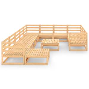 vidaXL Sodo poilsio baldų komplektas, 12 dalių, pu&scaron;ies masyvas