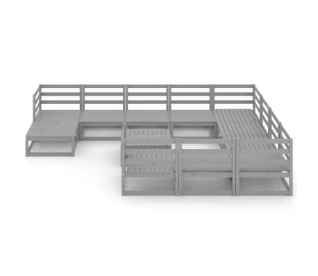 vidaXL Sodo poilsio baldų komplektas, 12 dalių, pu&scaron;ies masyvas