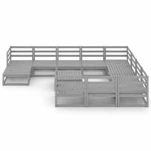 vidaXL Sodo poilsio baldų komplektas, 12 dalių, pu&scaron;ies masyvas