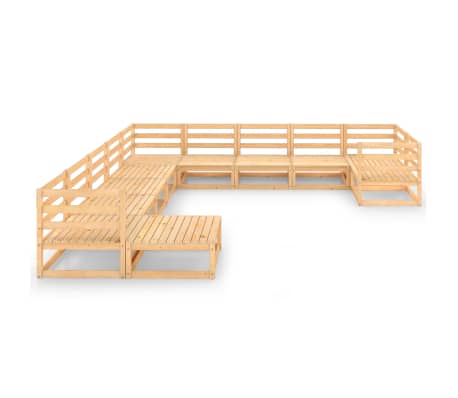 vidaXL Sodo poilsio baldų komplektas, 11 dalių, pu&scaron;ies masyvas