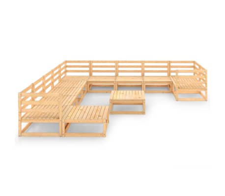 vidaXL Sodo poilsio baldų komplektas, 12 dalių, pu&scaron;ies masyvas